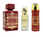 بديع العود سوبلايم - مجموعة هدايا من 3 قطع مع عطر 3.5 أونصة سائلة + مزيل عرق 6.8 أونصة سائلة + بخاخ شعر 50 مل 