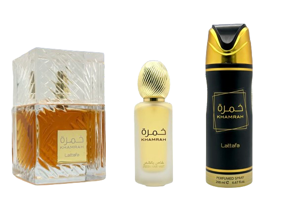 SET DE REGALO Khamrah de Lattafa EDP UNISEX DE 3 PIEZAS