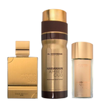 Al Haramain Amber Oud - Gold Edition Extreme for Unisex - 3 Pc Gift Set 2.5oz 75ml Extrait De Parfum Spray, 1oz Extrait De Parfum Spray, 6.6oz Body Spray