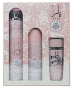 Yara Gift Set by Lattafa 3.4oz Edp+200ml Deo+300ml Air Freshener